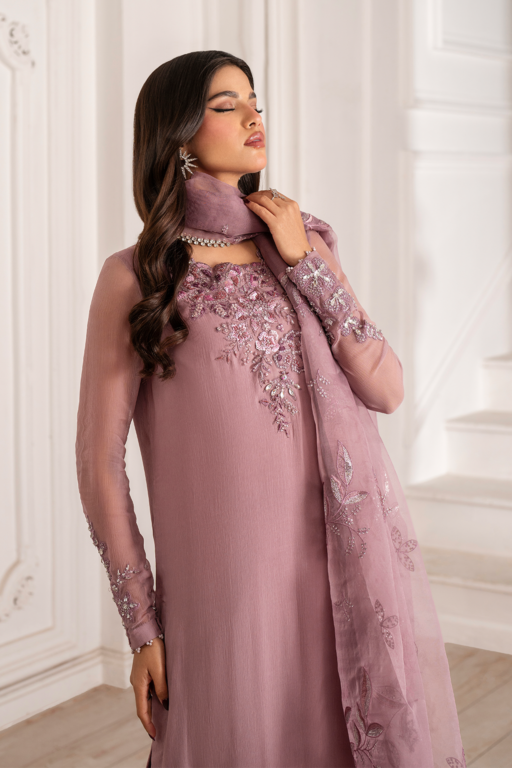 Iznik I Festive Formal I UE-418 Embroidered Chiffon - Ladies Clothes - Maria Faisal