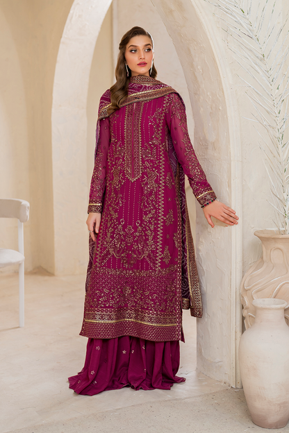 Iznik | Chinnon Chiffon | CC-45 Embroidered Chiffon - Ladies Clothes - Maria Faisal