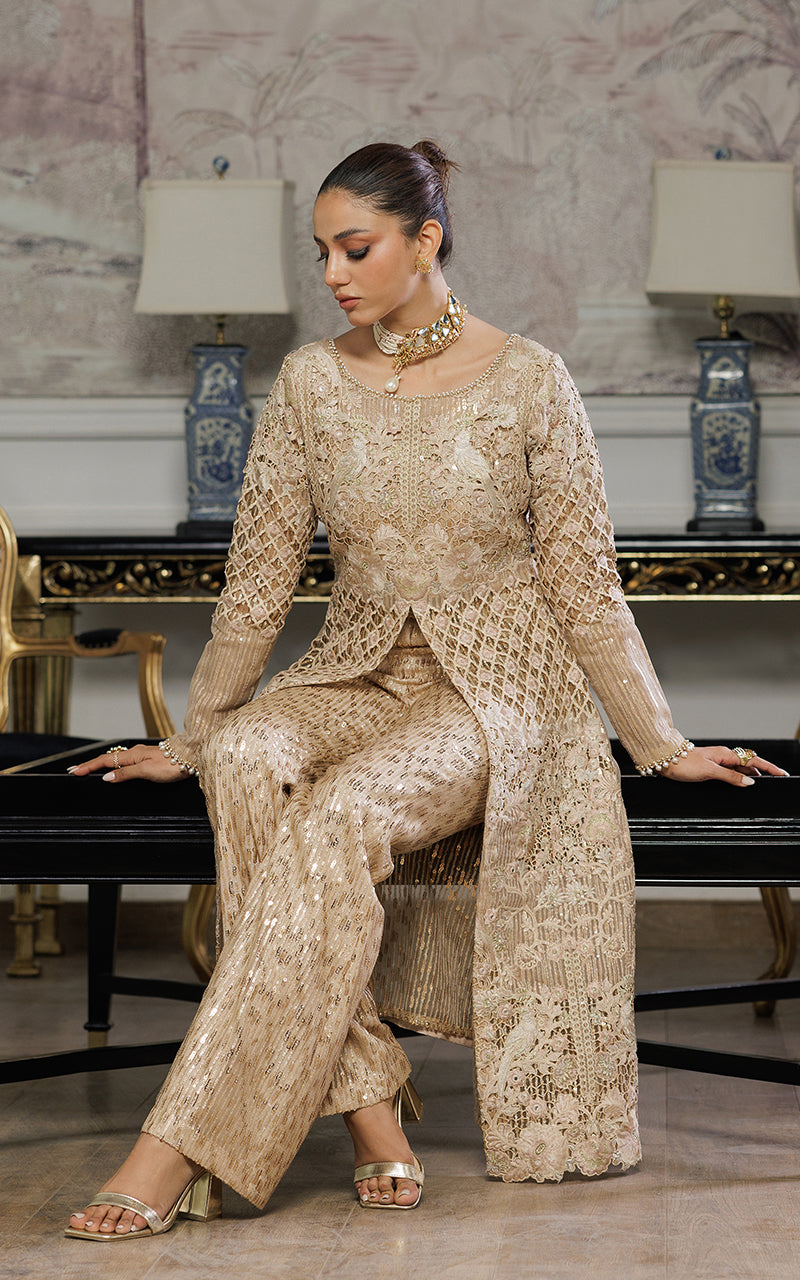 Threads and Motifs | Formal Dresses 25 | Organza Embroidered Dress With Trouser - Ladies Clothes - Maria Faisal