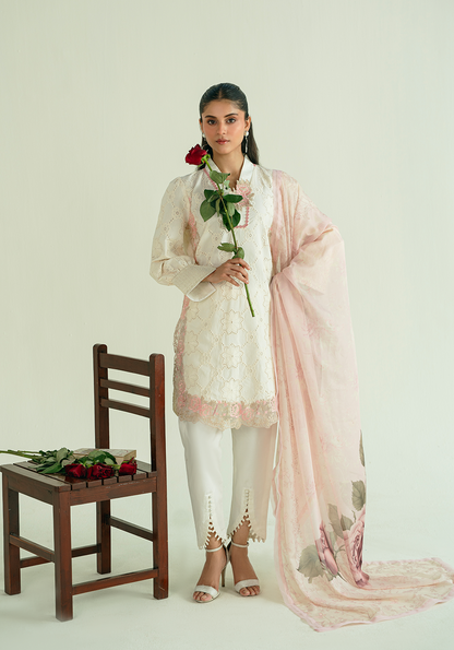Zarqash | Whispers of Summer | IVORY POISE - Casual Dress - available at Maria Faisal in UK and USA.