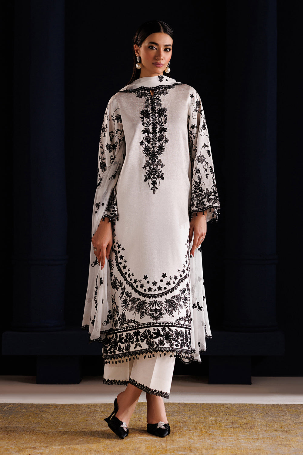 Baroque | Formals Collection | EMBROIDERED JACQUARD SILK UF-4442 - Formal Dress - available at Maria Faisal in UK and USA.