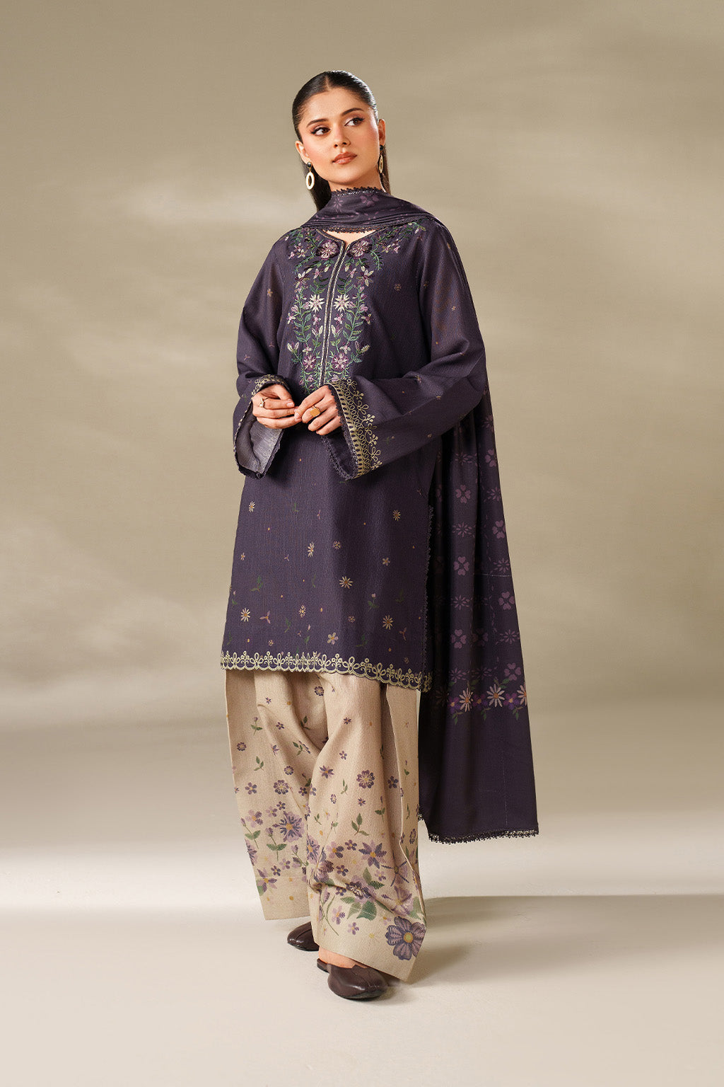 Iznik | Winter Chapter 25 | UE-568 Printed Khaddar - Casual Dress - available at Maria Faisal in UK and USA.