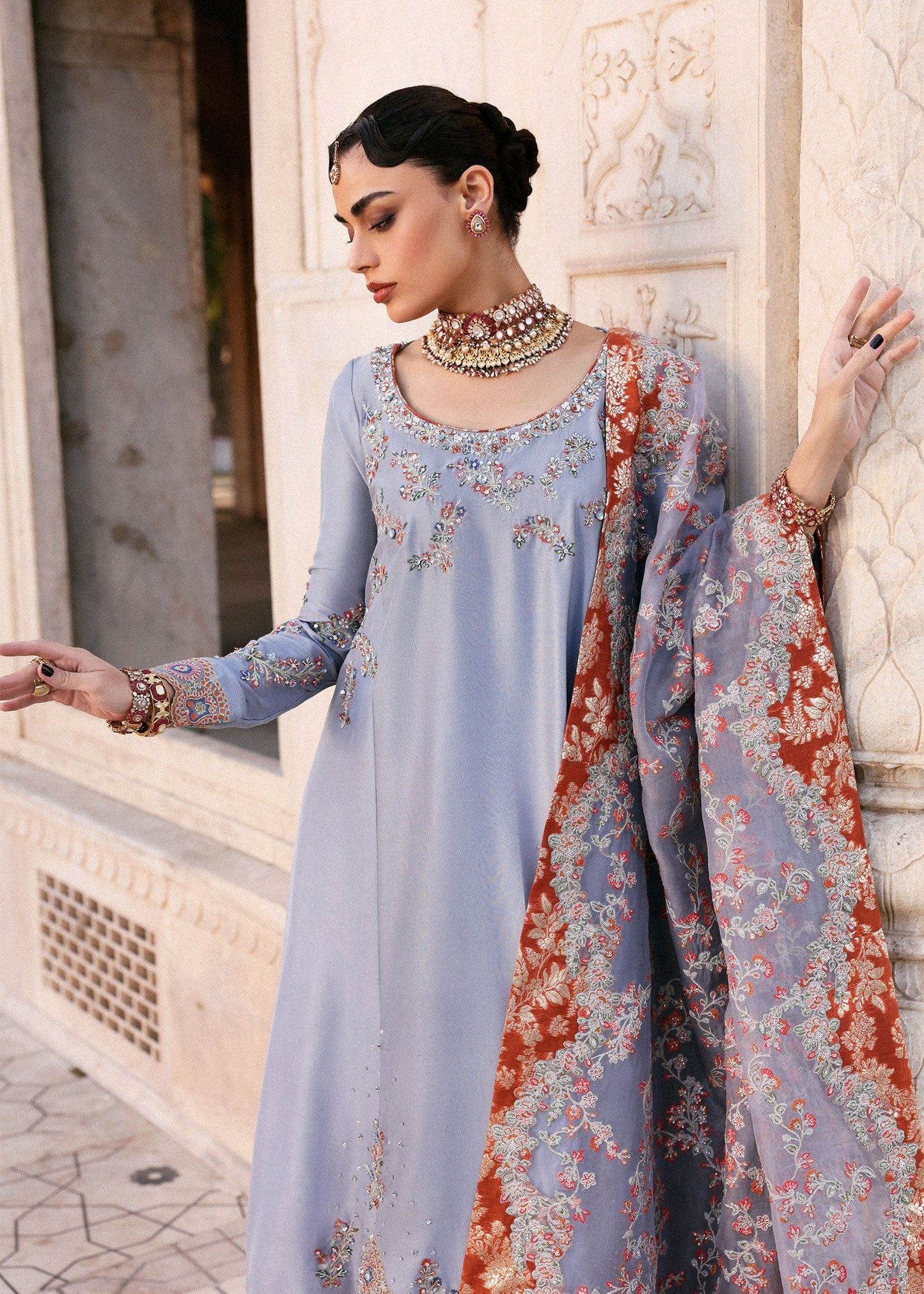 Hussain Rehar | Luxury Pret AW 25 | Periwina - Formal Dress - available at Maria Faisal in UK and USA.