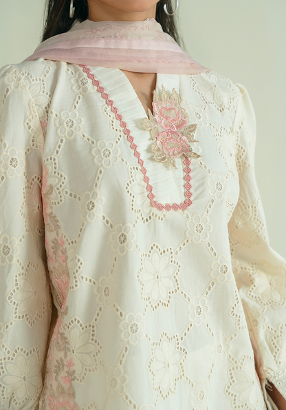 Zarqash | Whispers of Summer | IVORY POISE - Casual Dress - available at Maria Faisal in UK and USA.