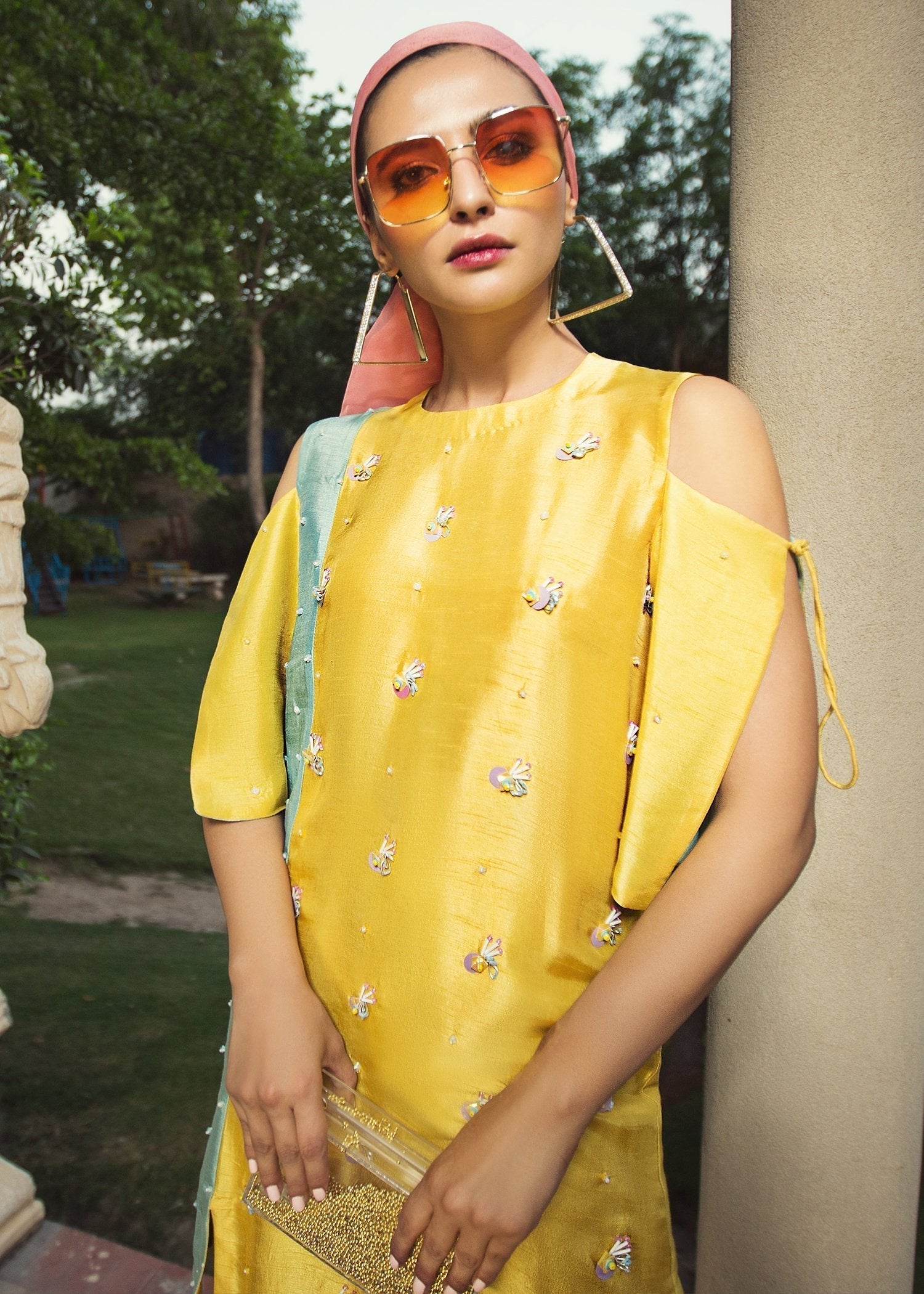 Hana | Serendipity Ready to Wear | Mango Slime - Designer Dress with Intricate embroidery and embellishments. Shop elegent wedding dress at Maria Faisal.