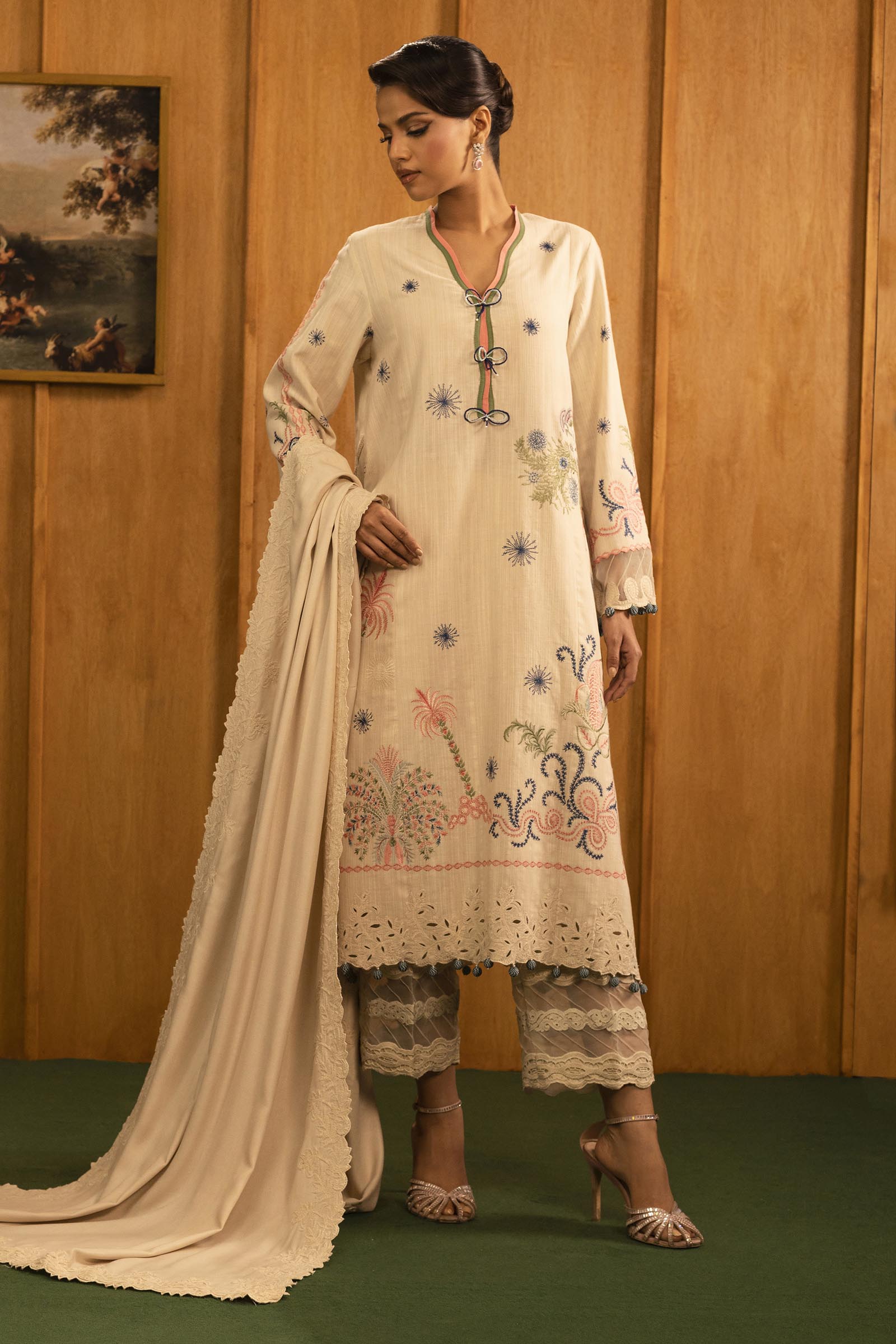 Sana Safinaz | Muzlin Winter 25 | M253-003B - Casual Dress - available at Maria Faisal in UK and USA.