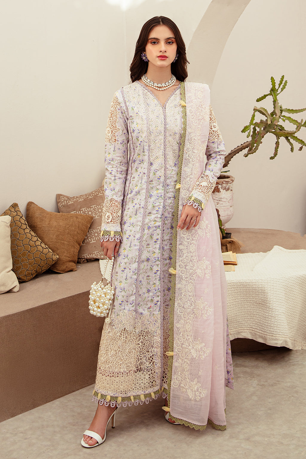 AJR Couture | Alif Affordable Lawn 24 | ARIA - Designer Dress with Intricate embroidery and embellishments. Shop elegent wedding dress at Maria Faisal.