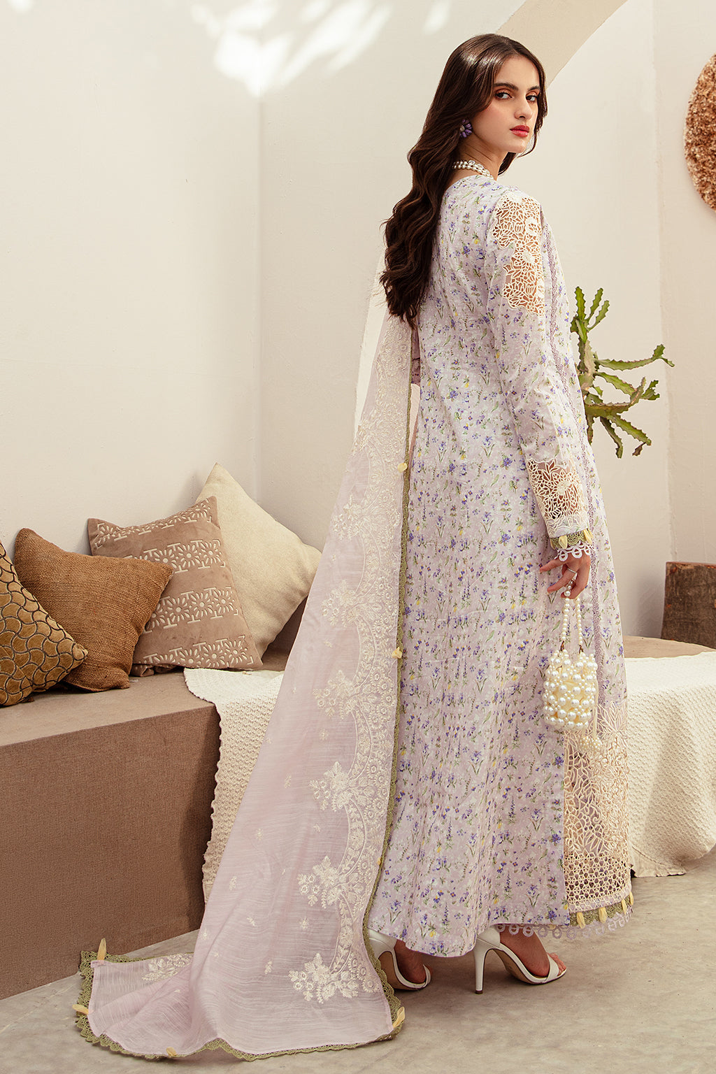 AJR Couture | Alif Affordable Lawn 24 | ARIA - Designer Dress with Intricate embroidery and embellishments. Shop elegent wedding dress at Maria Faisal.