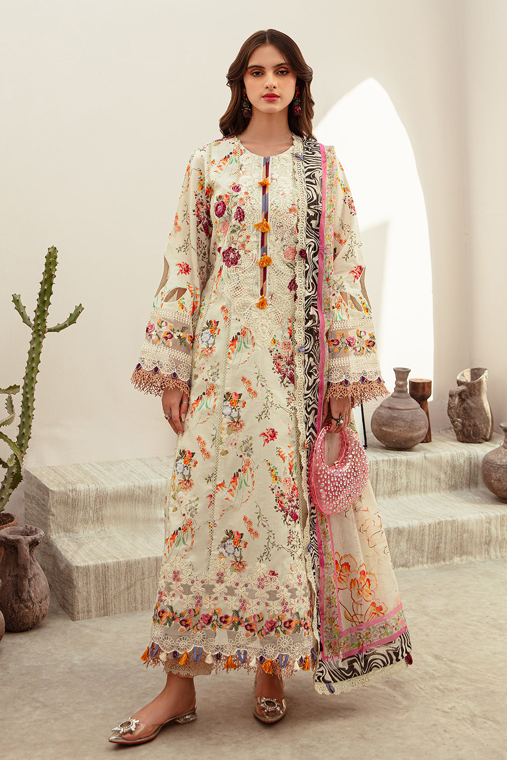 AJR Couture | Alif Affordable Lawn 24 | GARDIAN - Designer Dress with Intricate embroidery and embellishments. Shop elegent wedding dress at Maria Faisal.