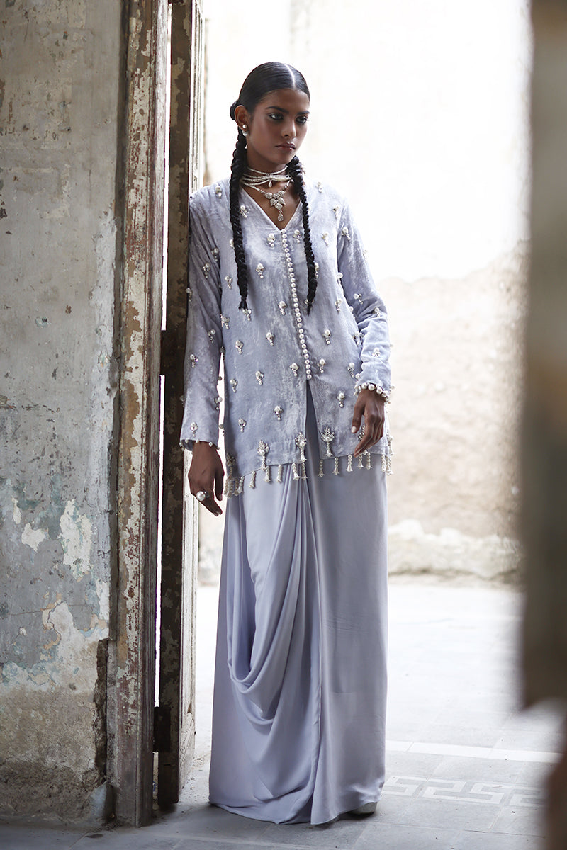 Wardha Saleem | Pure Velvet 25 | Afra - Formal Dress - available at Maria Faisal in UK and USA.