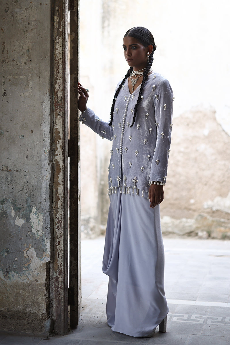 Wardha Saleem | Pure Velvet 25 | Afra - Formal Dress - available at Maria Faisal in UK and USA.