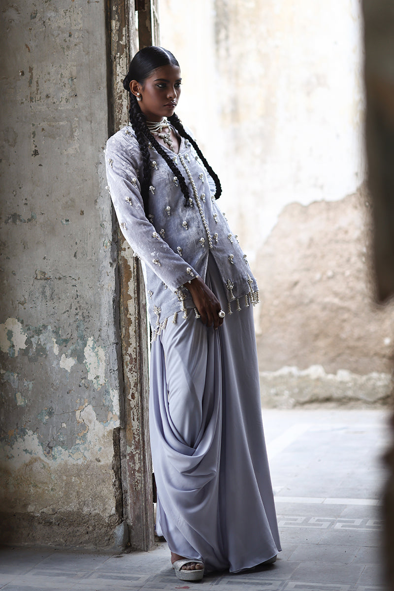 Wardha Saleem | Pure Velvet 25 | Afra - Formal Dress - available at Maria Faisal in UK and USA.