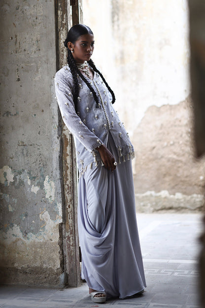 Wardha Saleem | Pure Velvet 25 | Afra - Formal Dress - available at Maria Faisal in UK and USA.