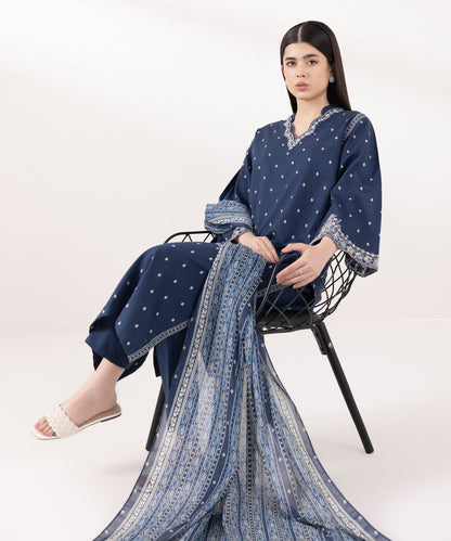 Sapphire | Intermix 2024 | Cambric Suit S-38 - Designer Dress with Intricate embroidery and embellishments. Shop elegent wedding dress at Maria Faisal.