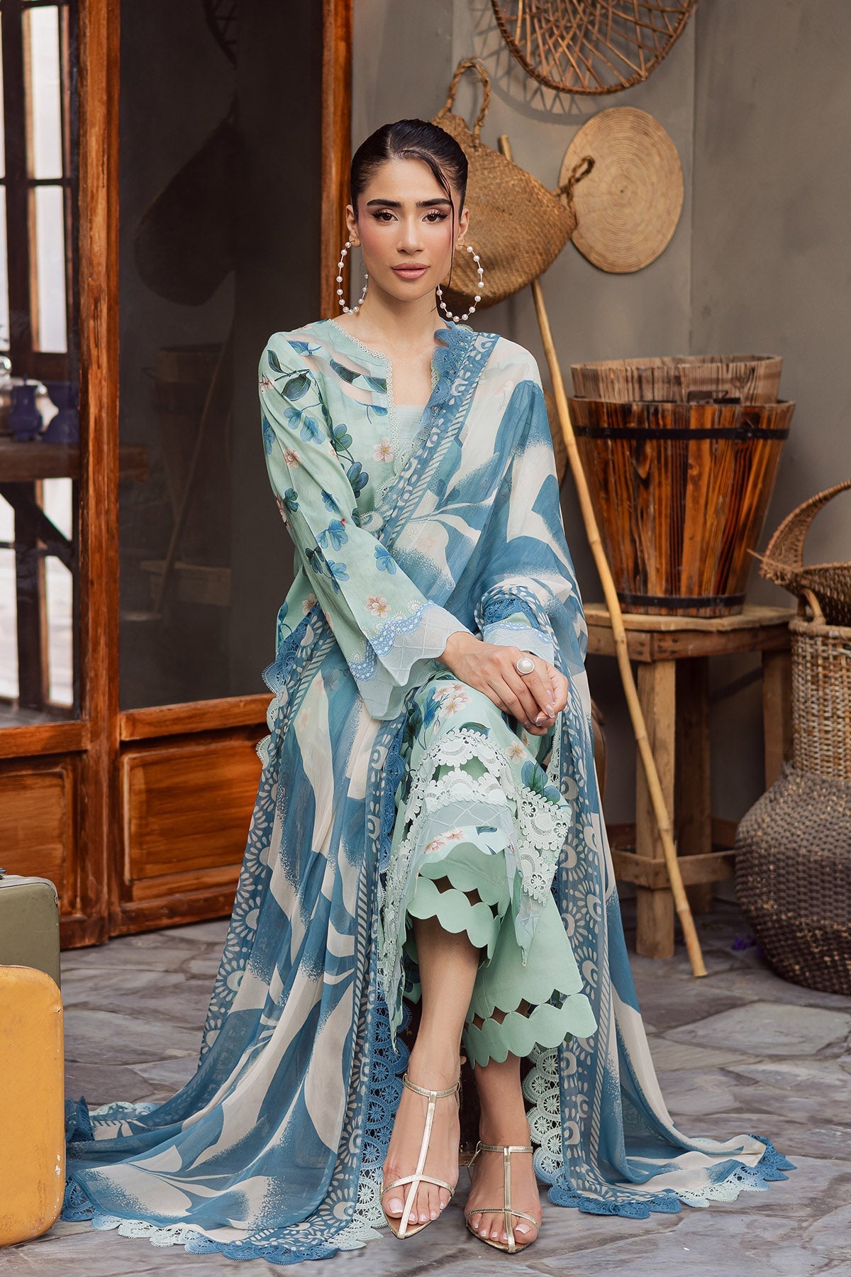 Nureh | Signature Prints 26 | SP-161 - Luxury Dress - available at Maria Faisal in UK and USA.