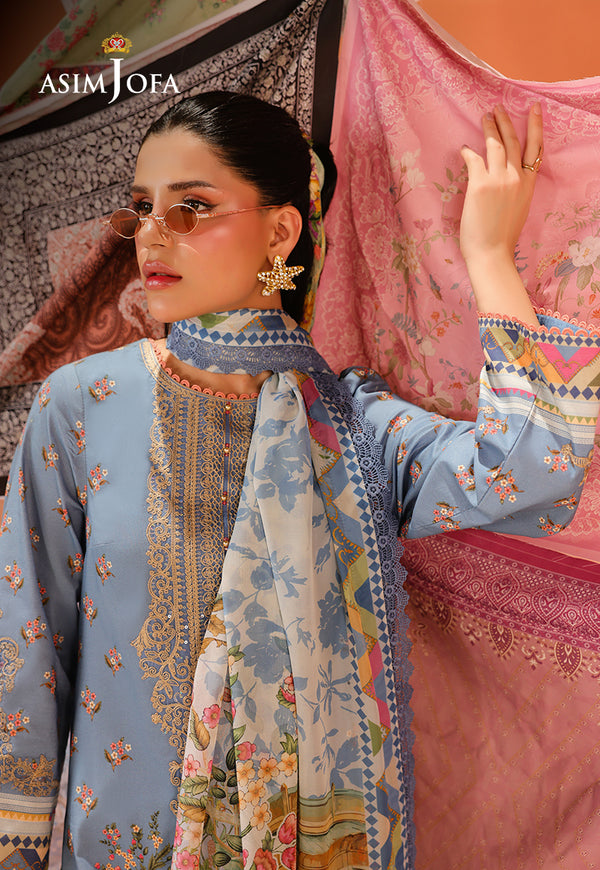 Asim Jofa | Summer Rhapsody | AJUBU-11 Printed Embroidered Lawn - Ladies Clothes - Maria Faisal