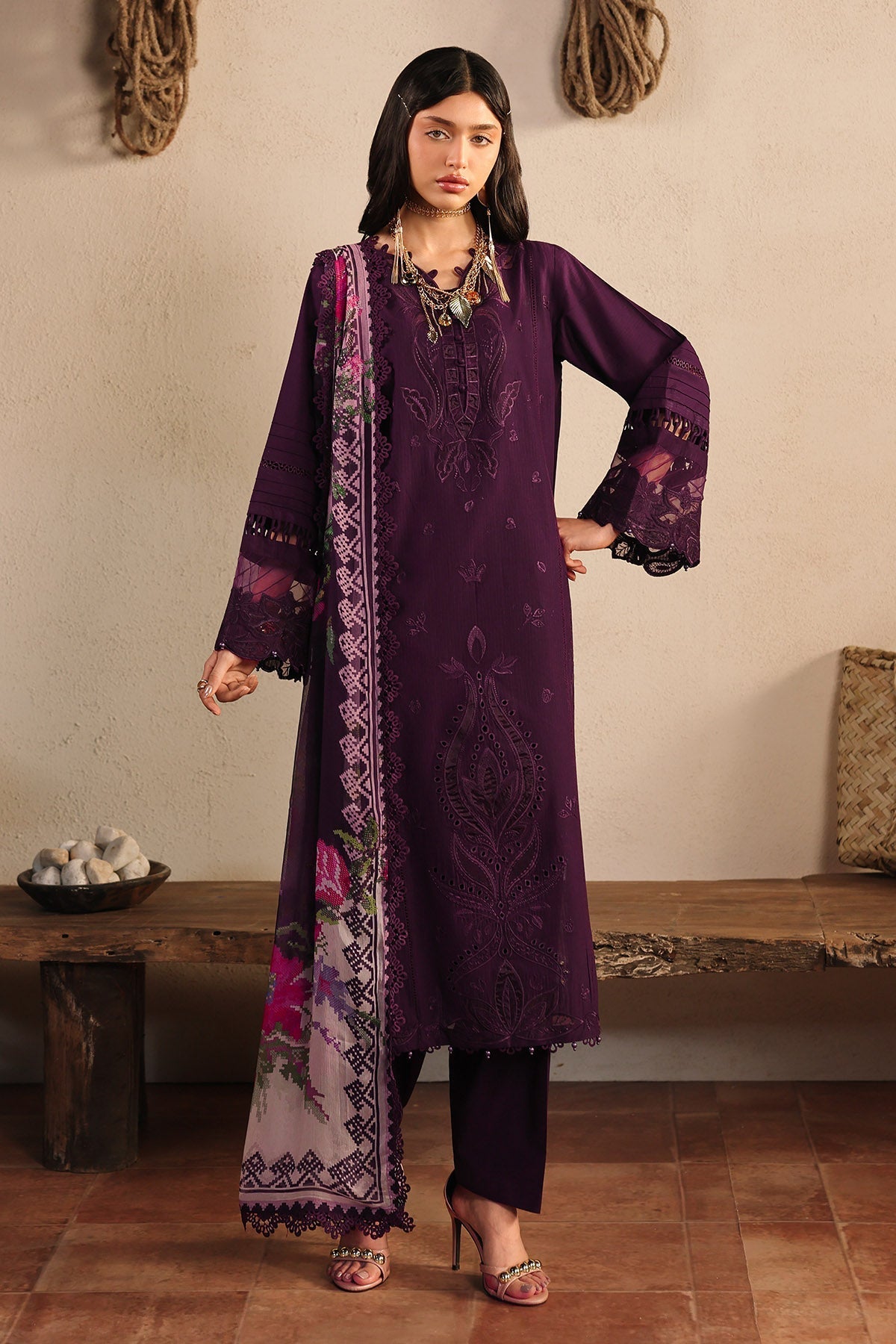 Nureh | Raha Lawn | NE-246 - Luxury Dress - available at Maria Faisal in UK and USA.