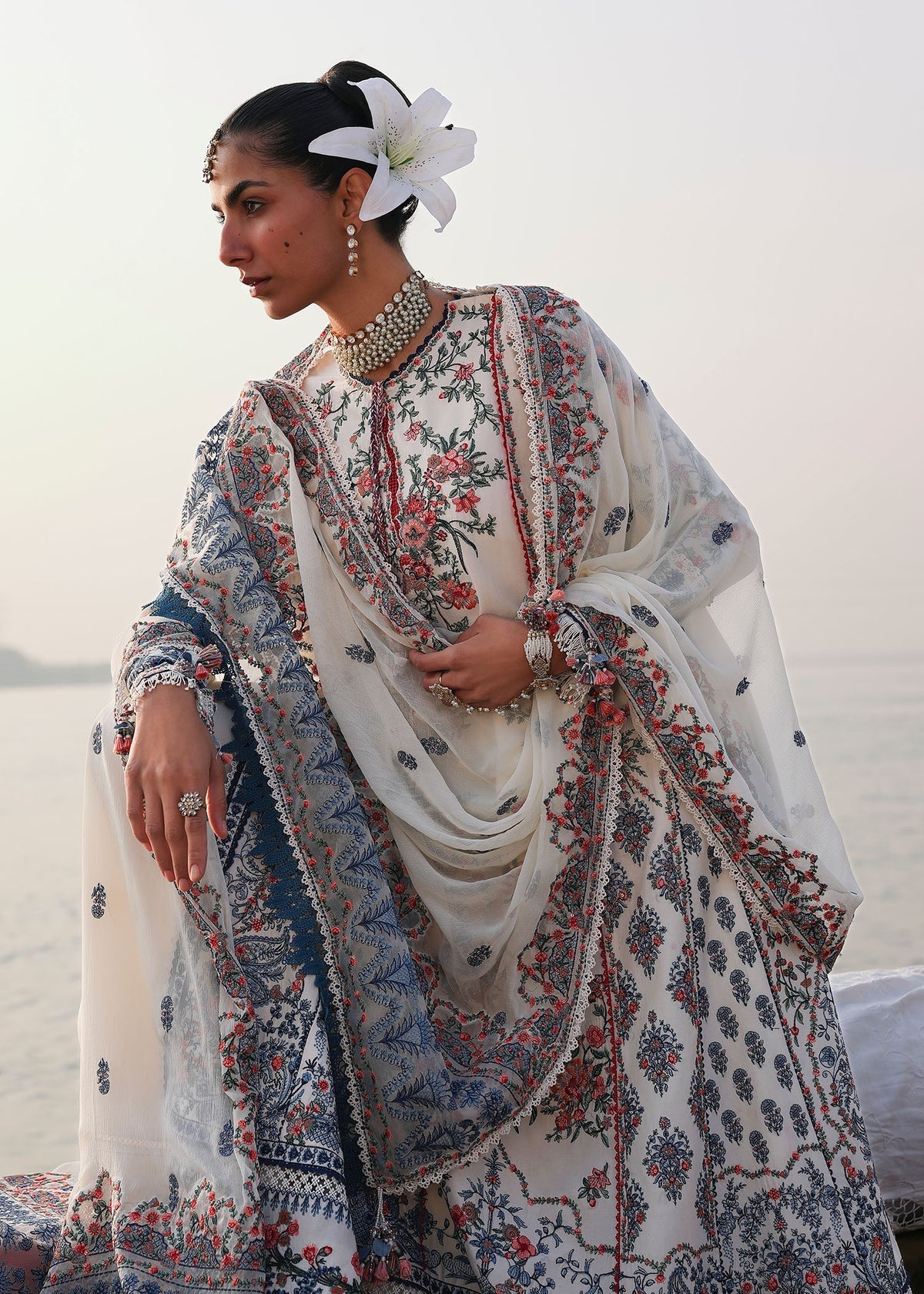 Hussain Rehar | Kalabagh Luxury Lawn 26 | Yuki - Luxury Dress - available at Maria Faisal in UK and USA.