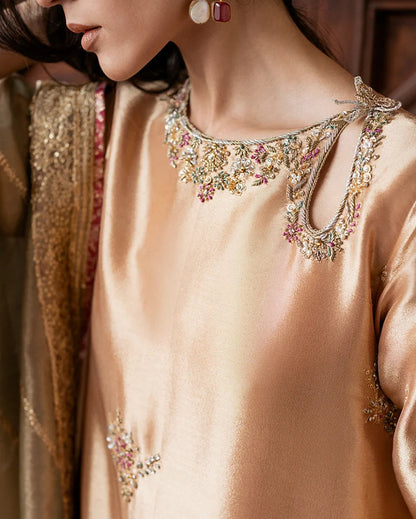 Mushq | Sunehri Lama Silk | Parisa - Formal Dress - available at Maria Faisal in UK and USA.