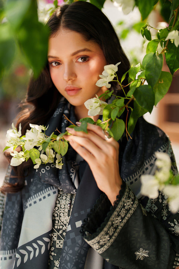 Farasha | Meline Premium Viscose 25 | Slate Gray - Luxury Dress - available at Maria Faisal in UK and USA.