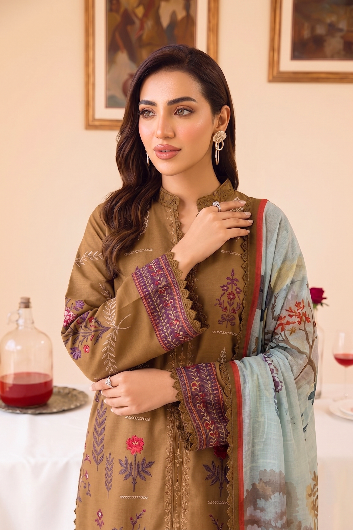 Faiza Faisal | FNF Printed Lawn | DUNE AURA - Casual Dress - available at Maria Faisal in UK and USA.