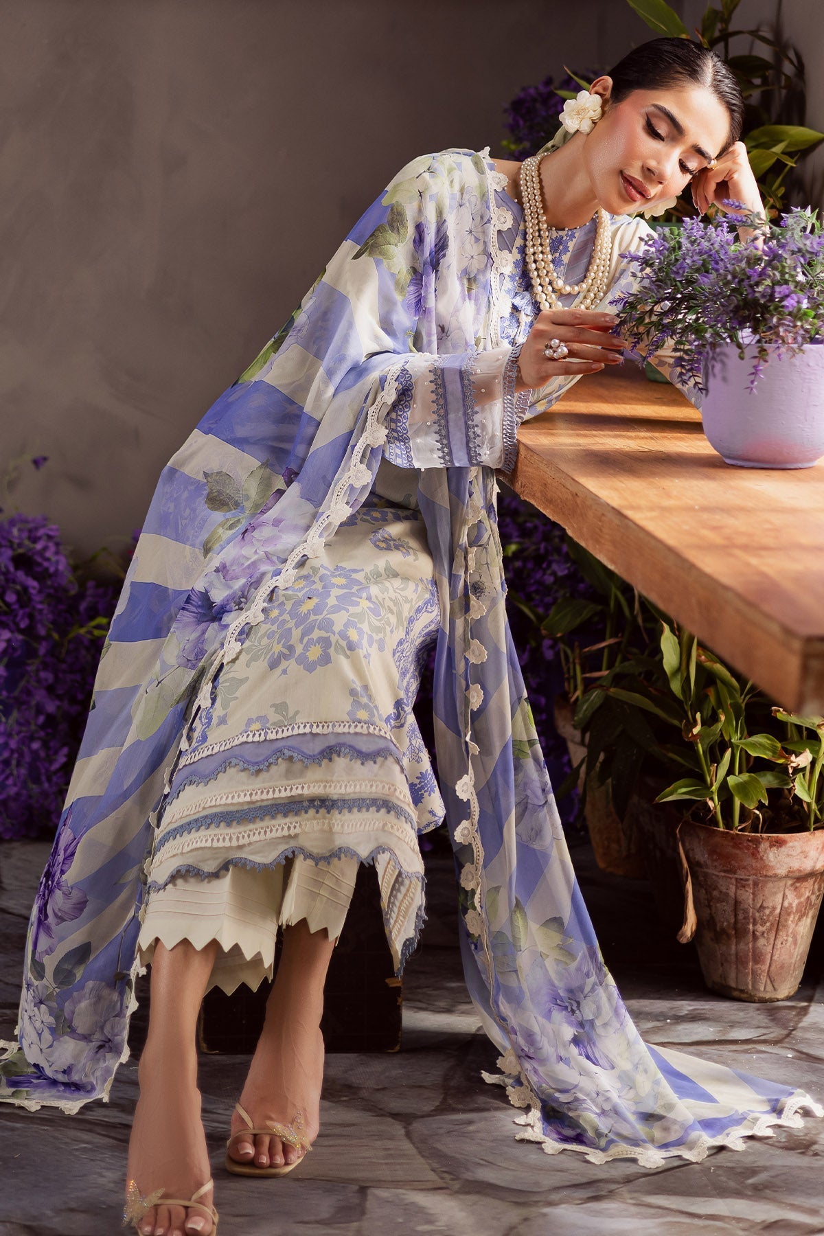 Nureh | Signature Prints 26 | SP-159 - Luxury Dress - available at Maria Faisal in UK and USA.