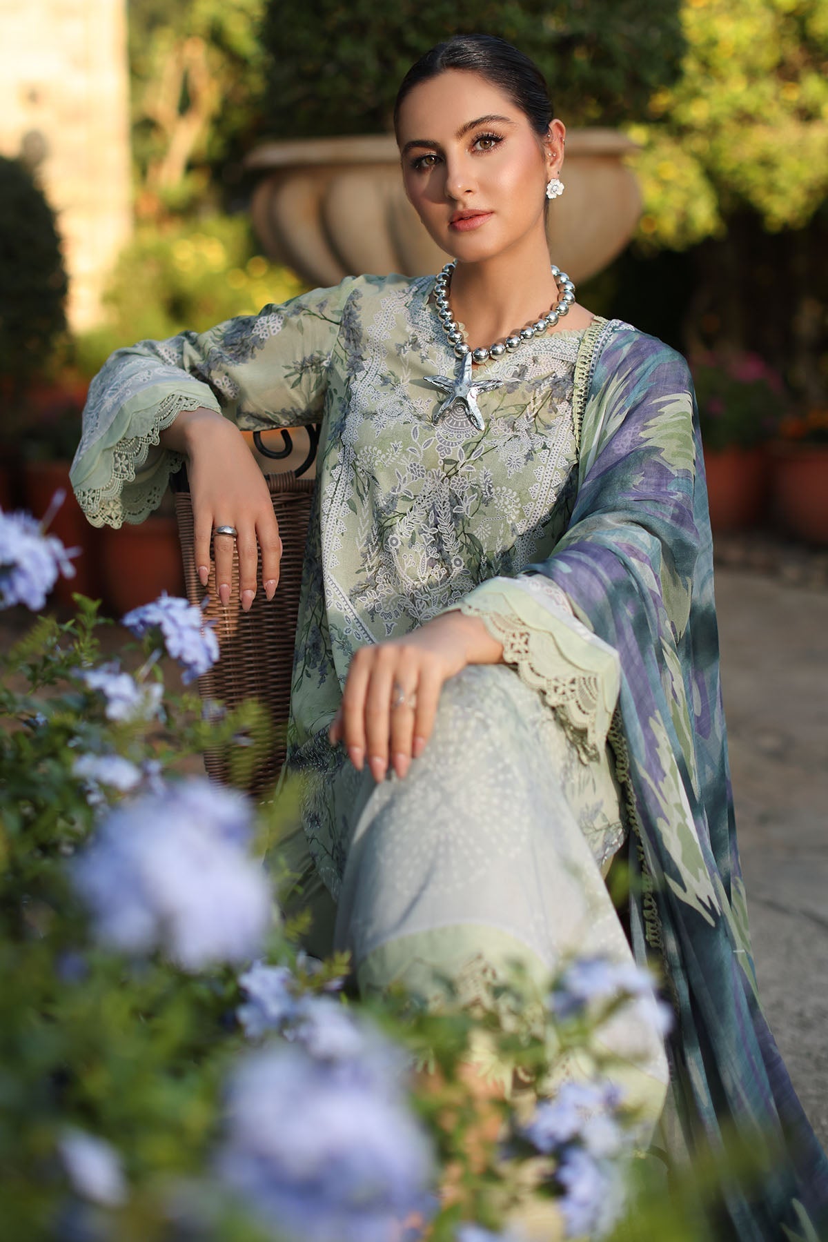 Nureh | Signature Prints 26 | SP-195 - Dress - available at Maria Faisal in UK and USA.
