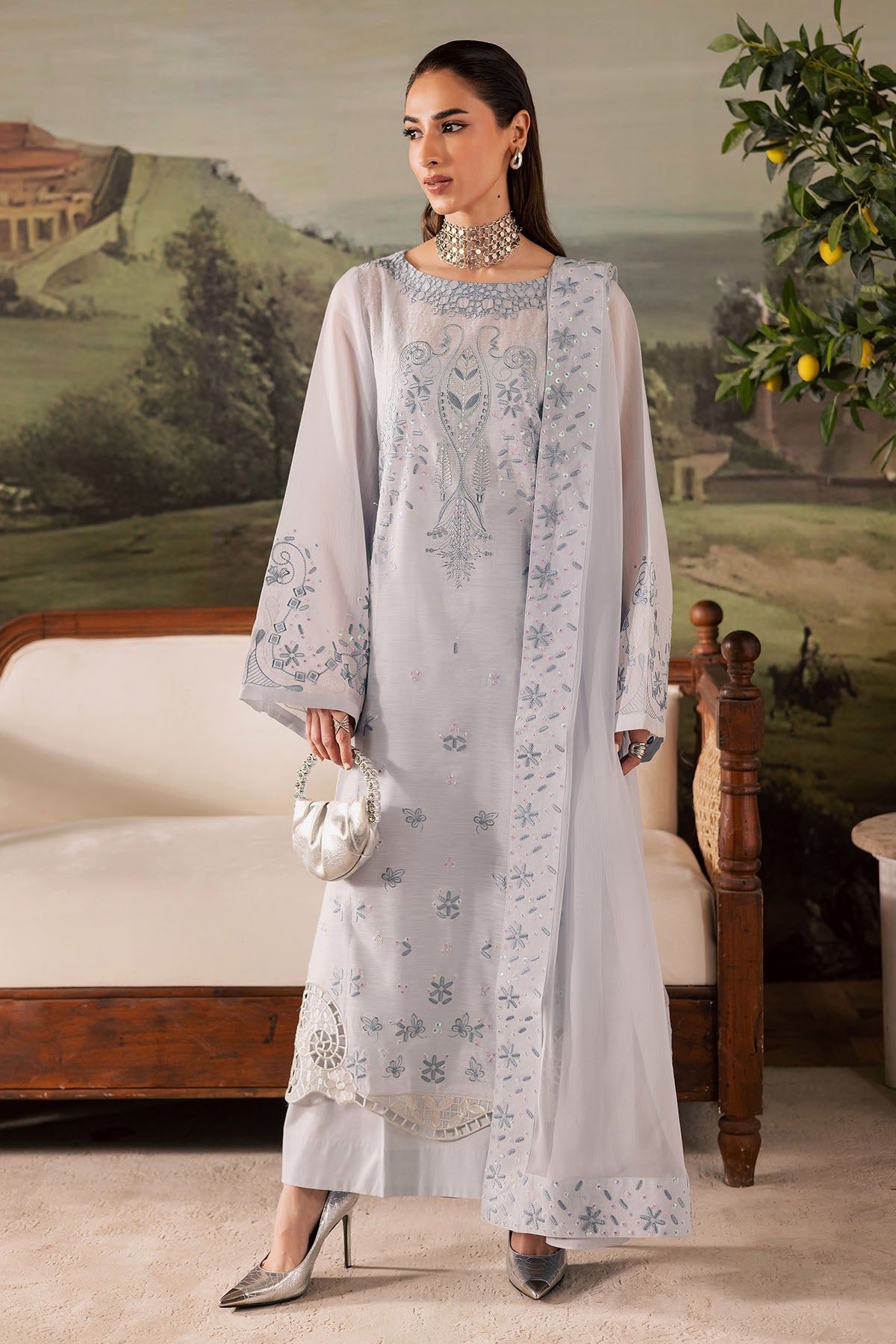 Nureh | Shades of Winter | NP-668 - Casual Dress - available at Maria Faisal in UK and USA.
