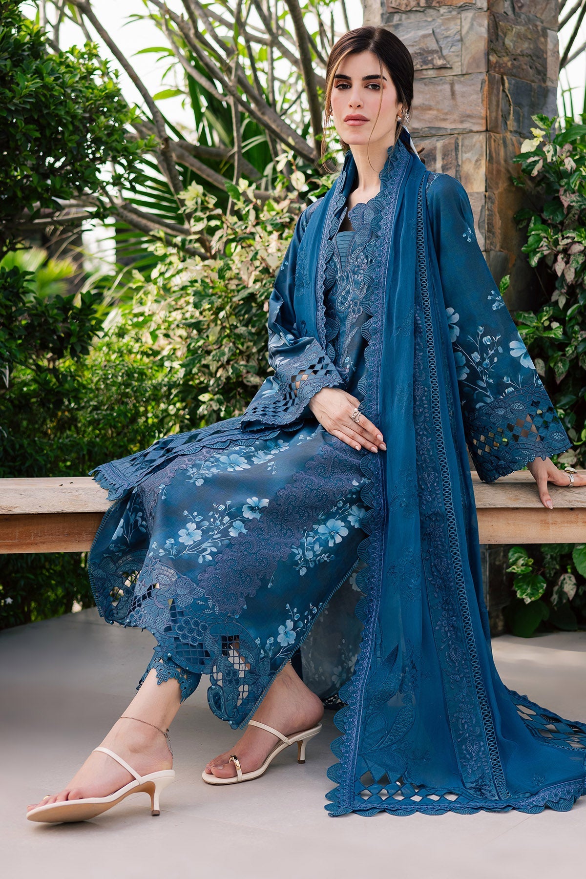 Nureh | Raha Lawn | NE-260 - Luxury Dress - available at Maria Faisal in UK and USA.