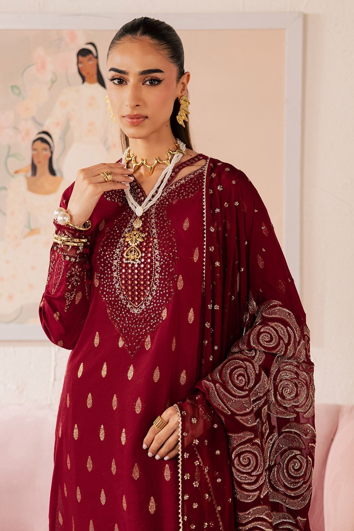 Nureh | Shades of Summer | NP-754 - Luxury Dress - available at Maria Faisal in UK and USA.