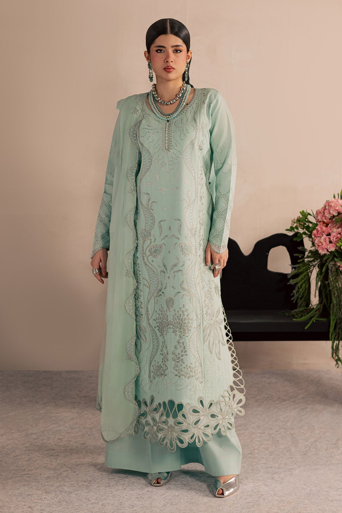 Nureh | Shades of Summer | NP-790 - Luxury Dress - available at Maria Faisal in UK and USA.