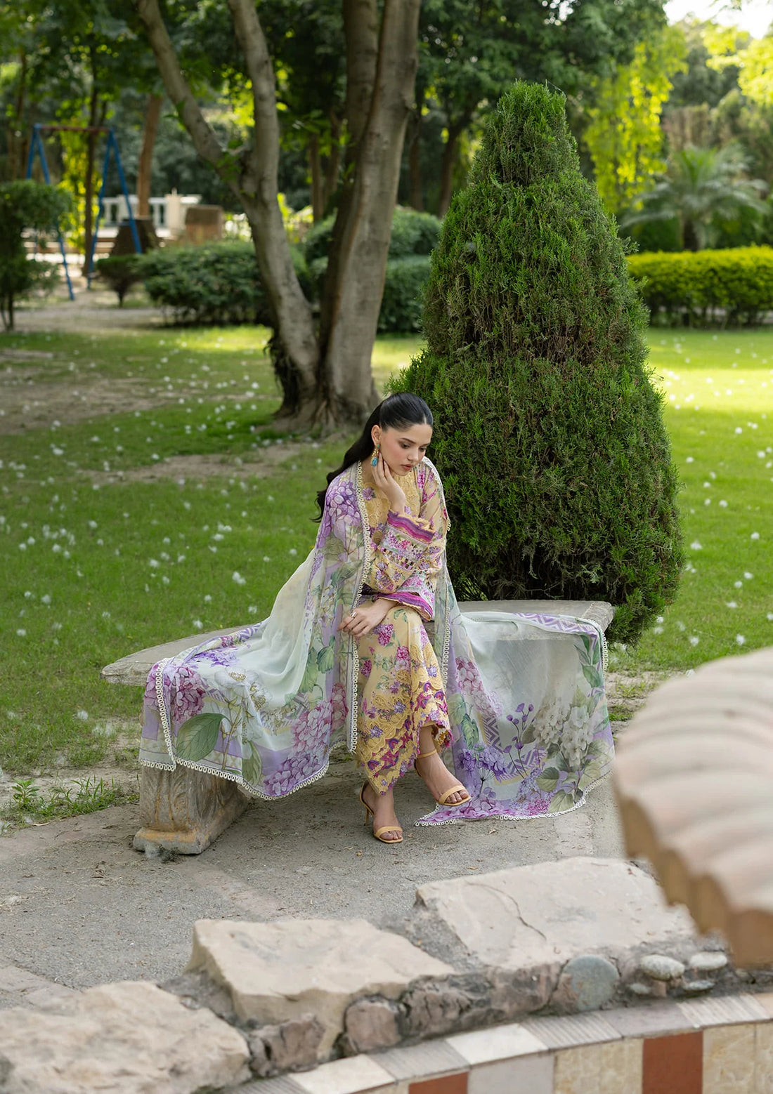 Elaf Premium | Signature Embroidered Lawn with Chiffon Collection 26 | ESG-7A STELLA - Luxury Dress - available at Maria Faisal in UK and USA.