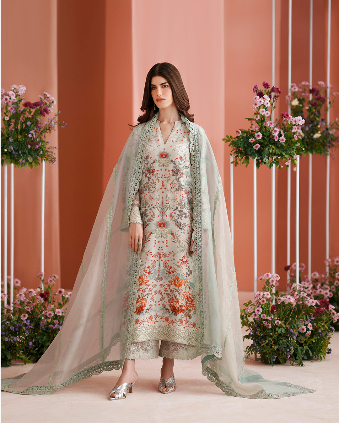 Faiza Saqlain | Roim Silk Edit | Tayma - Luxury Dress - available at Maria Faisal in UK and USA.