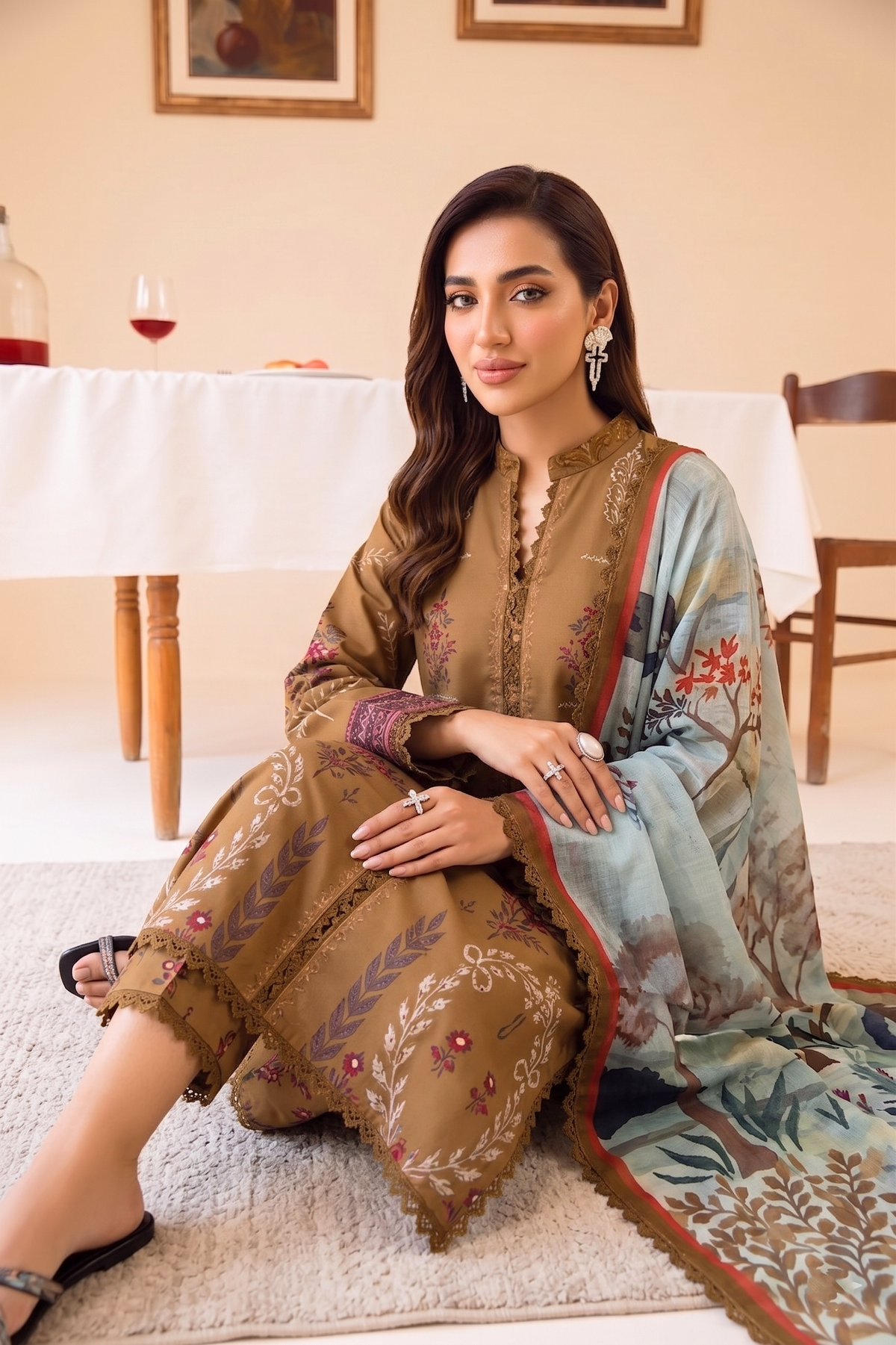 Faiza Faisal | FNF Printed Lawn | DUNE AURA - Casual Dress - available at Maria Faisal in UK and USA.