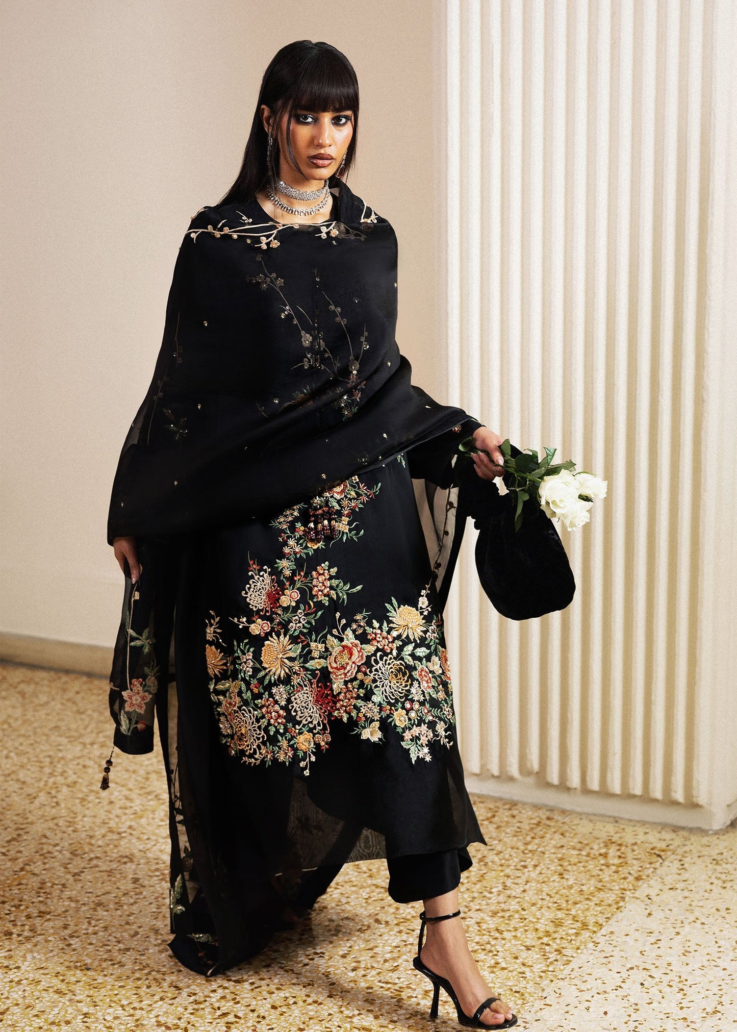 Hussain Rehar | Luxury Pret 26 | Sitara Noir - Luxury Dress - available at Maria Faisal in UK and USA.