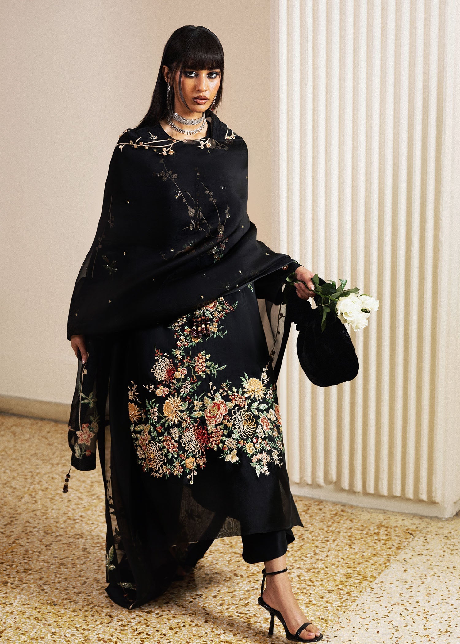 Hussain Rehar | Luxury Pret 26 | Sitara Noir - Luxury Dress - available at Maria Faisal in UK and USA.