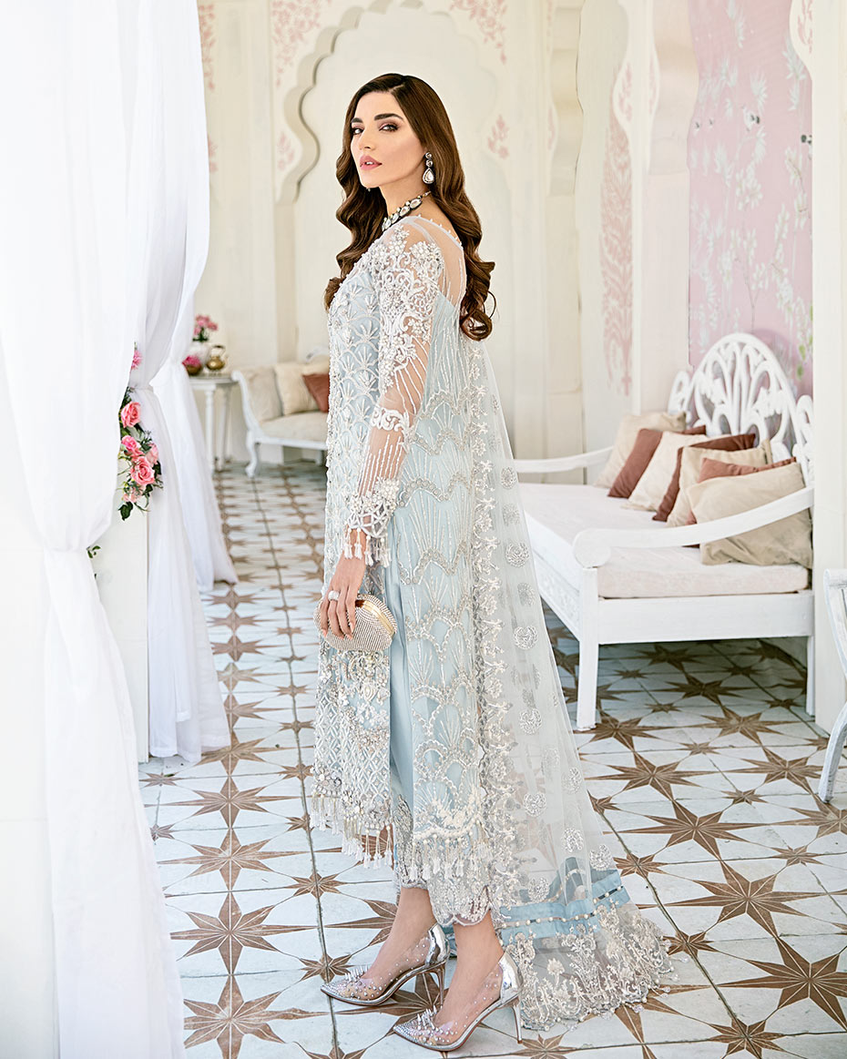 Gulaal | Wedding Formals | Avenir Embroidered Net 3-Piece Suit WS-01 - Designer Dress with Intricate embroidery and embellishments. Shop elegent wedding dress at Maria Faisal.