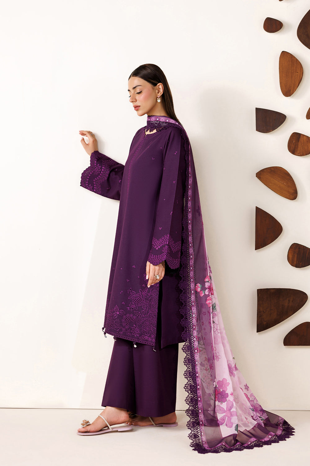 Farasha | Summer Melody 26 | VIOLET PLUM - Casual Dress - available at Maria Faisal in UK and USA.