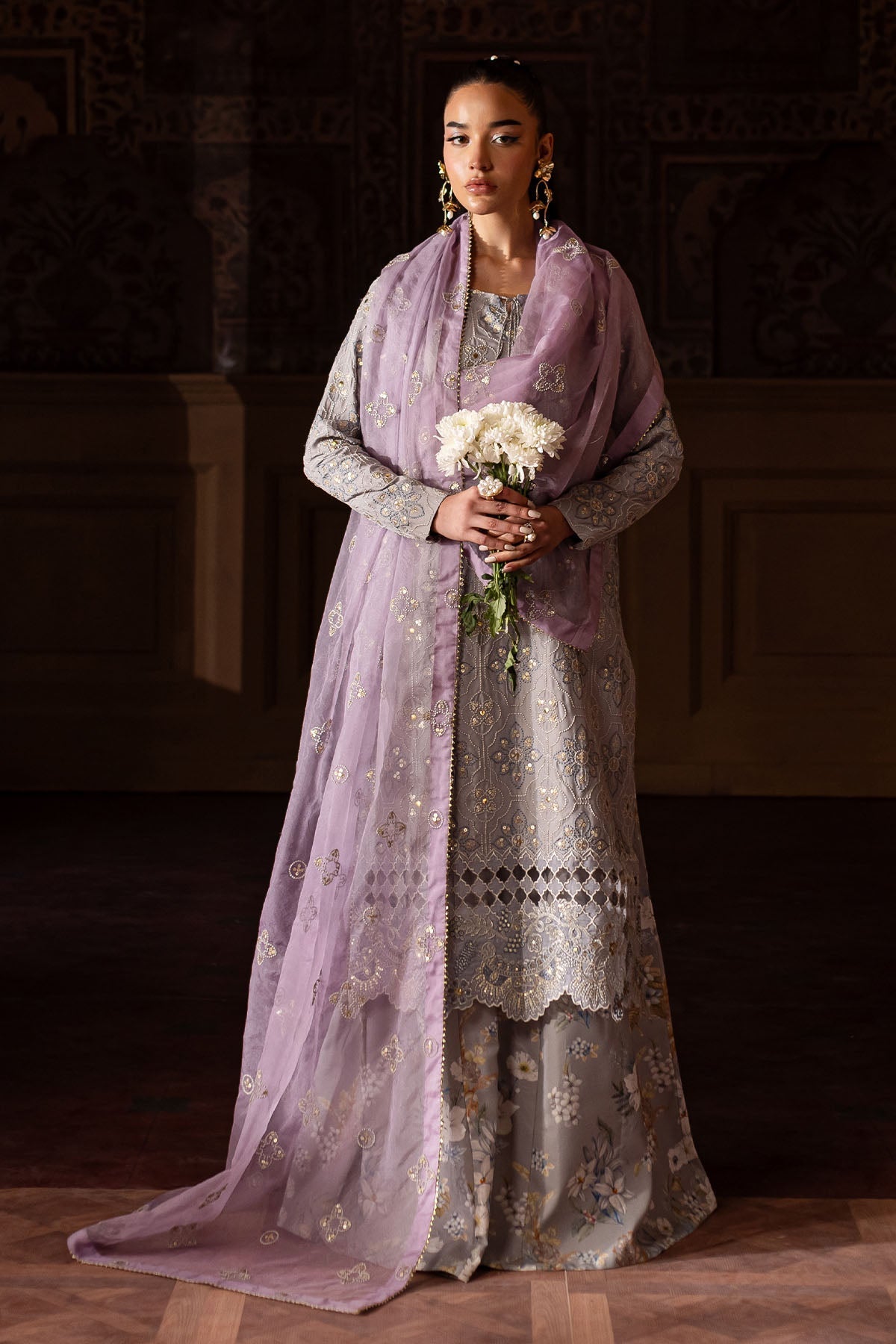 Nureh | Nur Mahal Formals | NE-142 - Designer Dress with Intricate embroidery and embellishments. Shop elegent wedding dress at Maria Faisal.