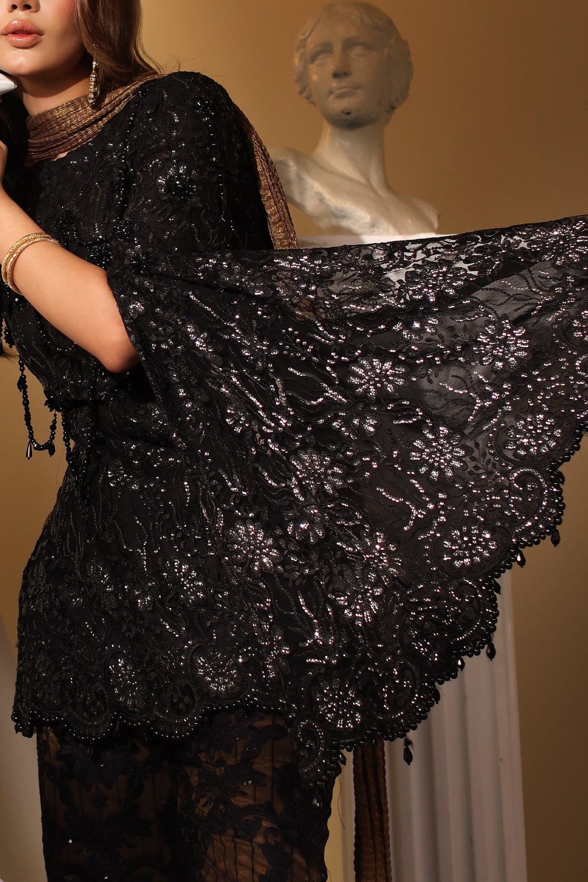Musferah Saad | Casa Blance |Noir Symphony - Bridal Dress - available at Maria Faisal in UK and USA.