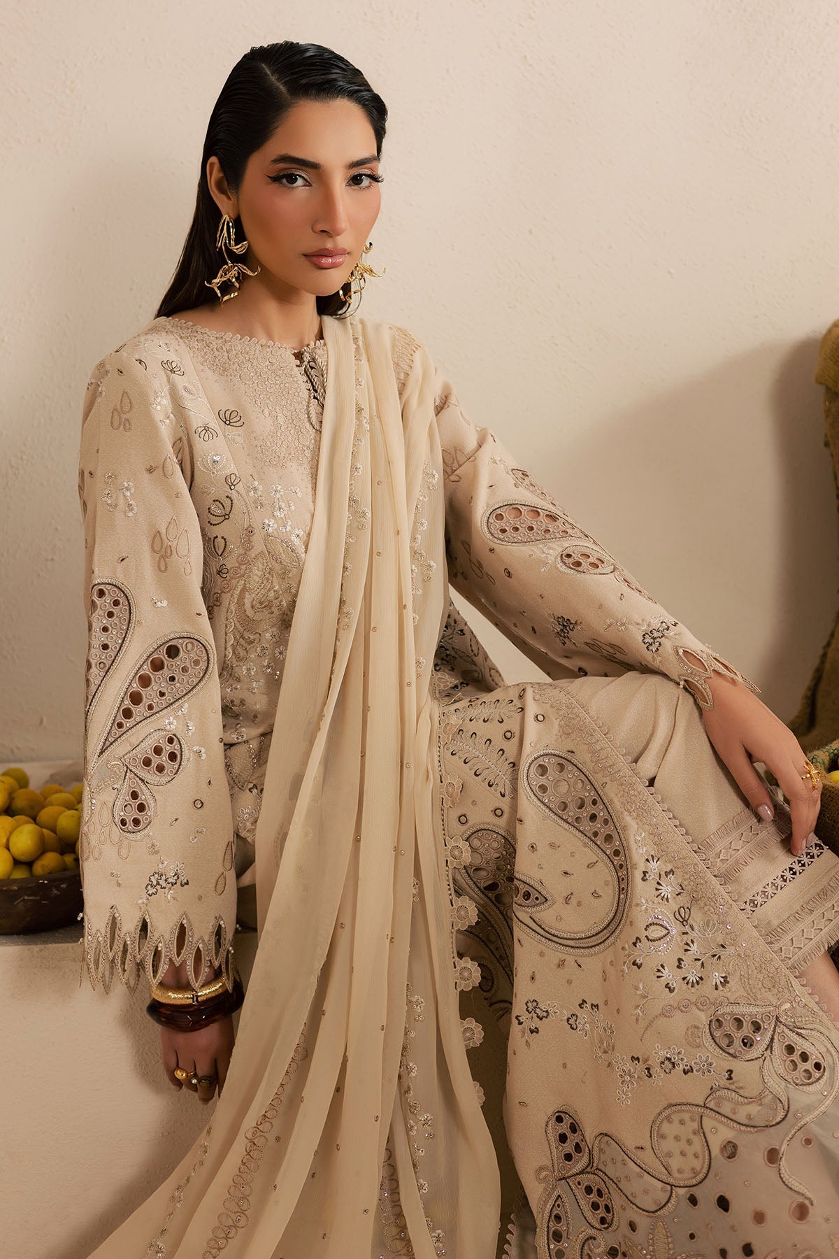 Nureh | Karandi Collection | NE-218 - Luxury Dress - available at Maria Faisal in UK and USA.