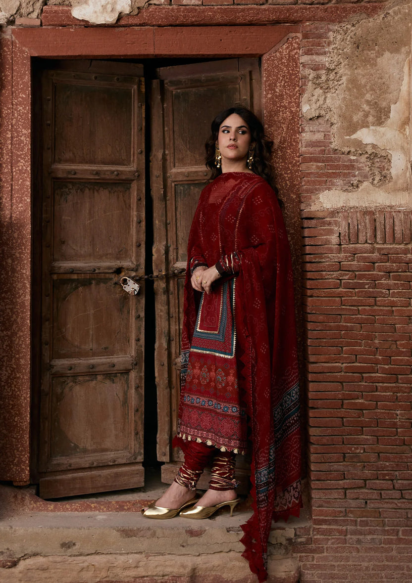 Kahf Premium | Prints Collection 26 | KPS-1A SURKH NOOR - Luxury Dress - available at Maria Faisal in UK and USA.