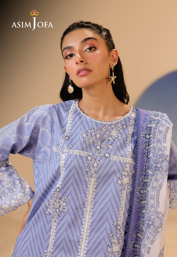 Asim Jofa | Summer Rhapsody | AJUBU-13 Printed Embroidered Lawn - Ladies Clothes - Maria Faisal
