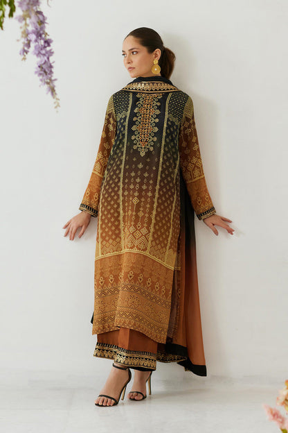 Mina Hasan | Signature Pret | Ombre Chunri - Luxury Dress - available at Maria Faisal in UK and USA.
