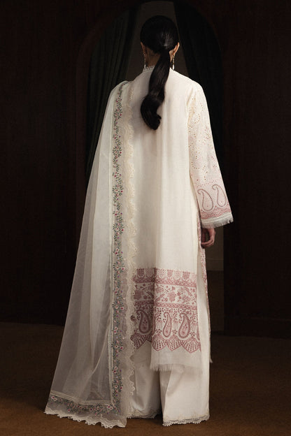  Model Wearing Off White Pima Lawn Long Shirt - Zara Shahjahan | Satori 2026 | Hoshimi-D12 - Ladies Clothes - Maria Faisal