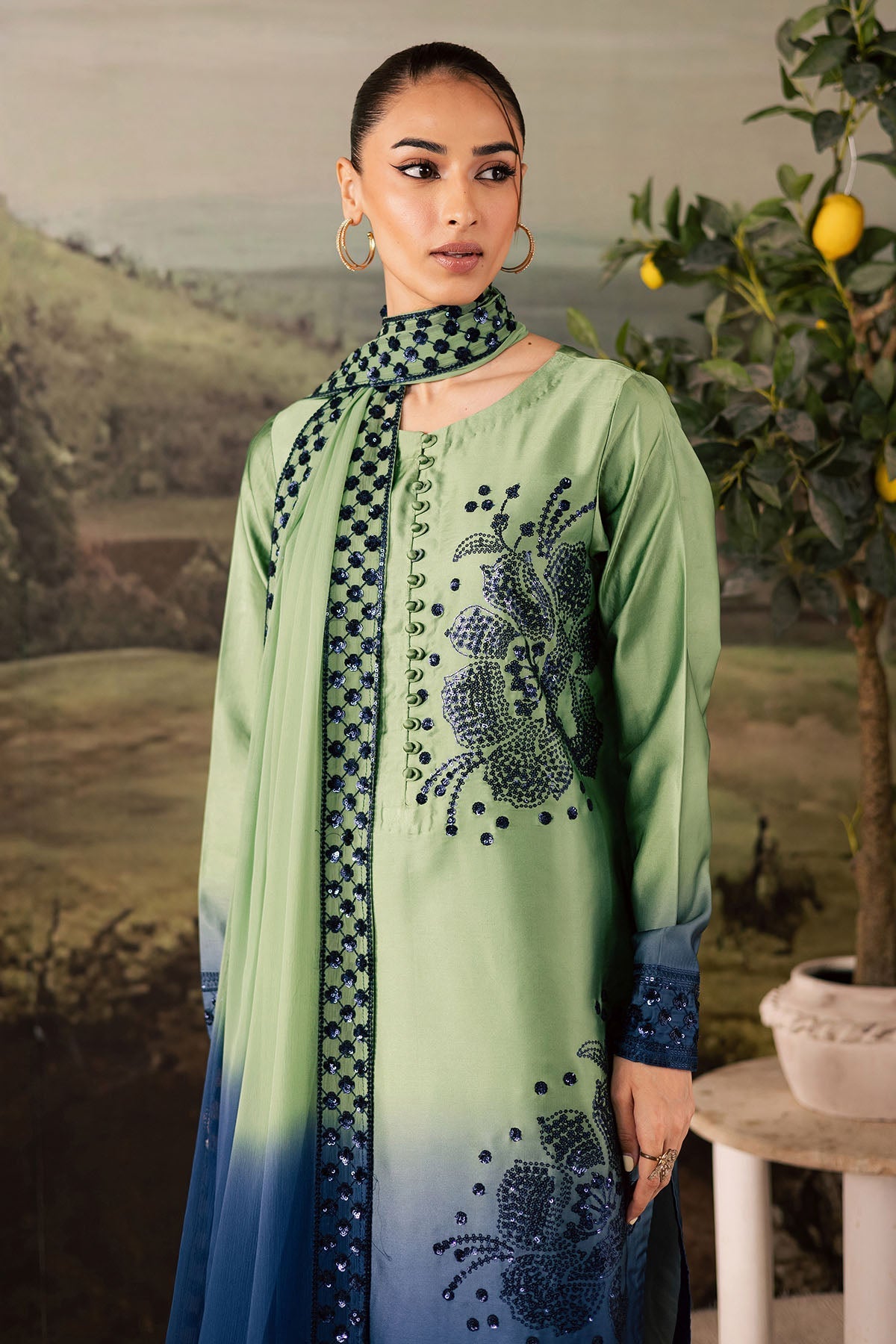 Nureh | Shades of Winter | NP-677 - Casual Dress - available at Maria Faisal in UK and USA.