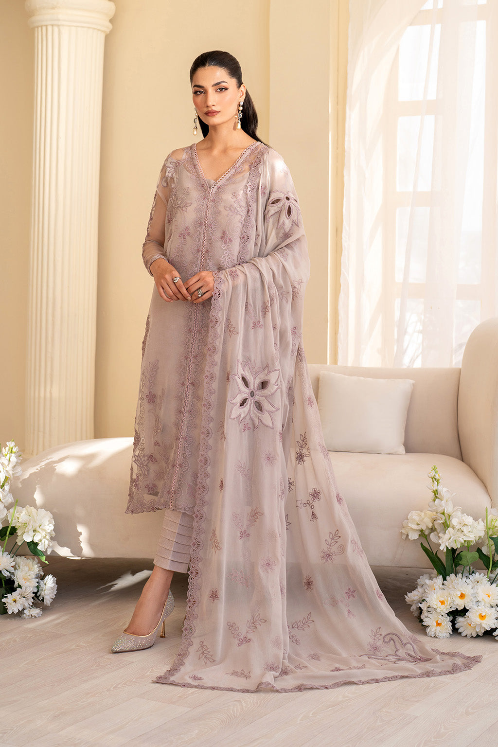 Iznik | Festive Formal | UE-437 Embroidered Pure Organza - Ladies Clothes - Maria Faisal