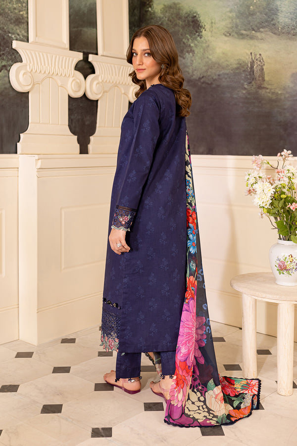 Farasha | Seraya Lawn 24 | INDIGO - Designer Dress with Intricate embroidery and embellishments. Shop elegent wedding dress at Maria Faisal.