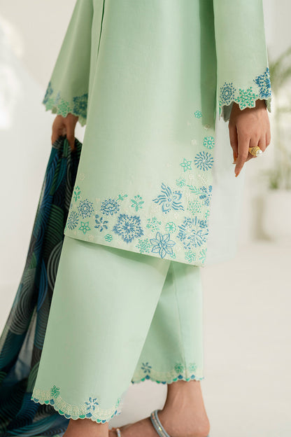 Farasha | Thread Lines Embroidered | Green Meadow - Ladies Clothes - Maria Faisal