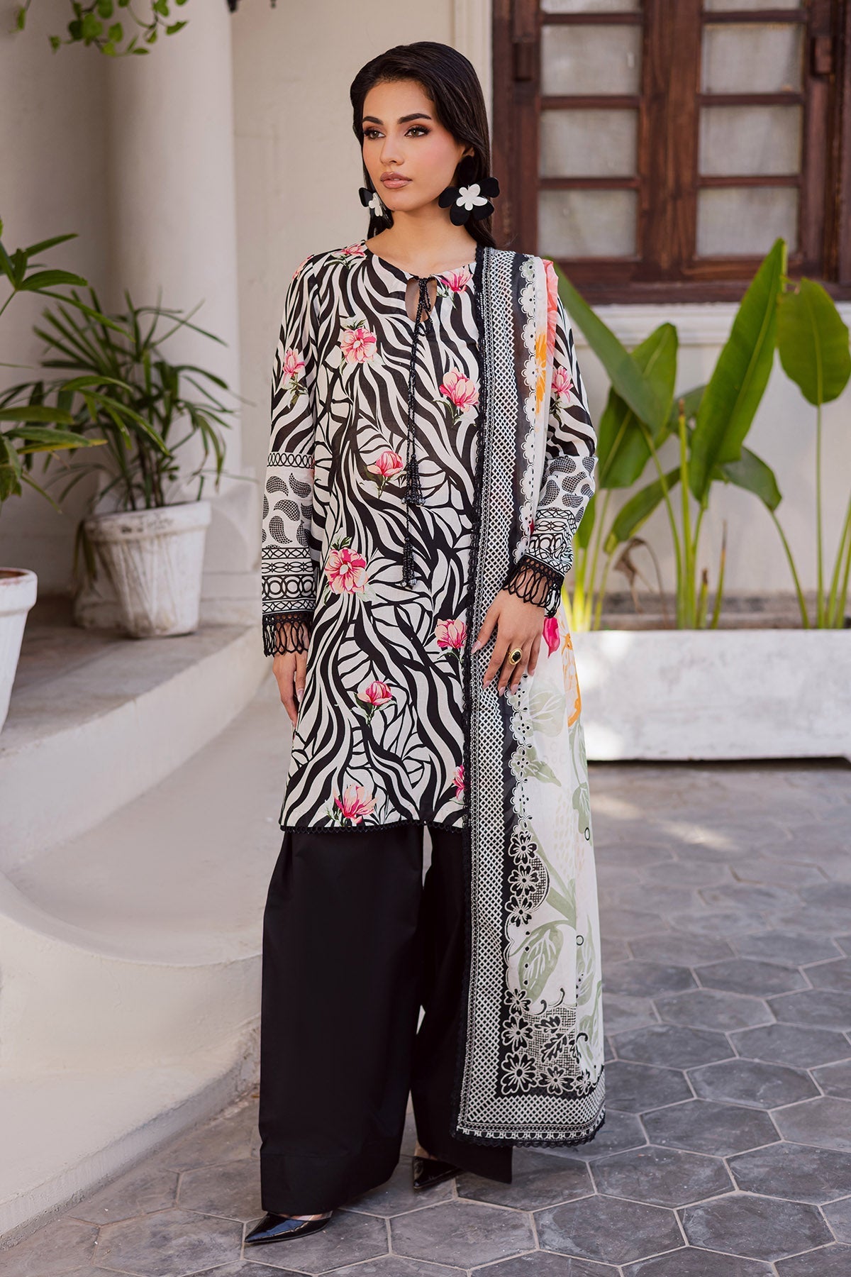 Nureh | Rania Prints | NR-08 - Casual Dress - available at Maria Faisal in UK and USA.